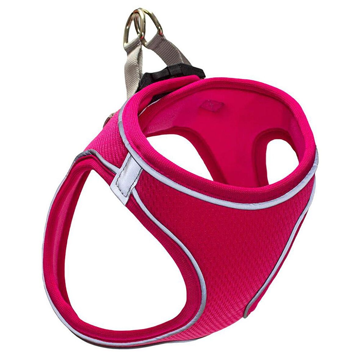 Mita Air Mesh Kedi Köpek Göğüs Tasması Çift Reflektörlü, Terletmeyen Neon Pembe / Neon Pink